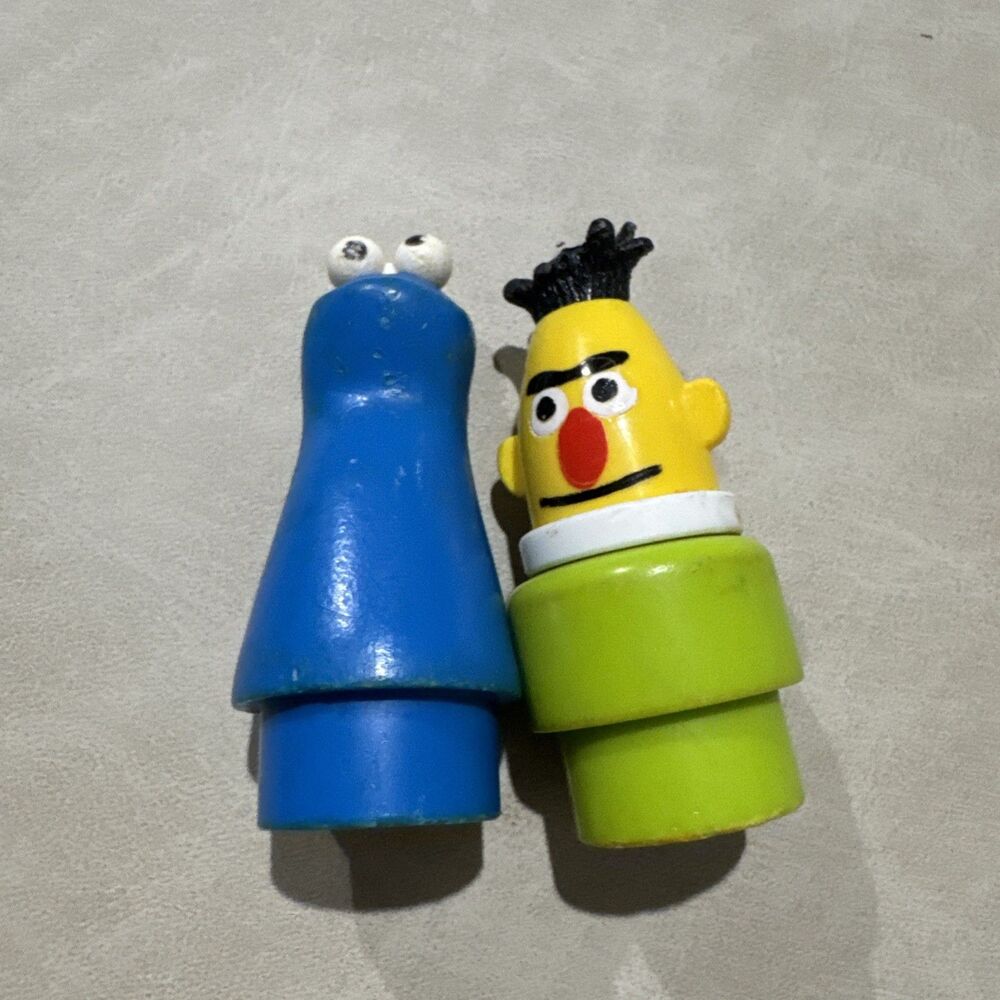 Vintage Fisher Price Sesame Street BERT And Cookie Monster  Little People 1970’s
